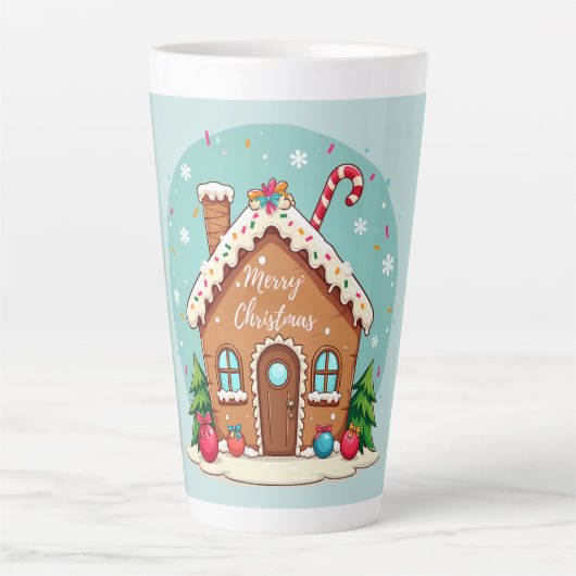 Whimsical Gingerbread House Kerstscene Latte Mok (Voorkant)
