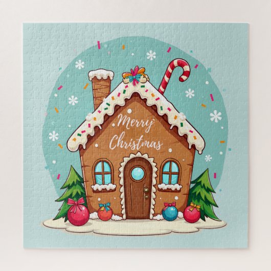 Whimsical Gingerbread House Kerstscene Legpuzzel (Verticaal)
