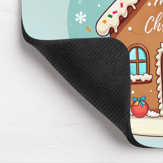 Whimsical Gingerbread House Kerstscene Muismat (Hoek)