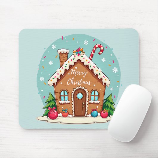 Whimsical Gingerbread House Kerstscene Muismat (Met muis)
