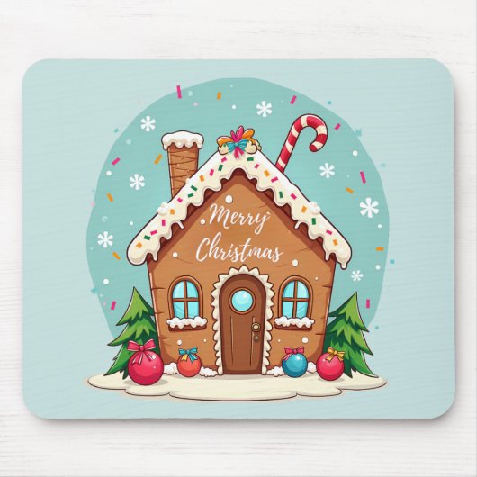 Whimsical Gingerbread House Kerstscene Muismat (Voorkant)