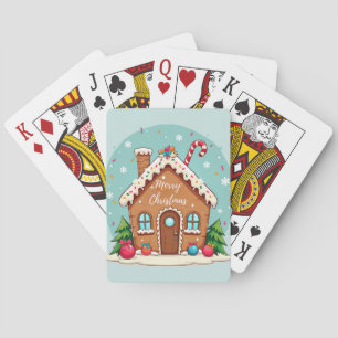 Whimsical Gingerbread House Kerstscene Pokerkaarten