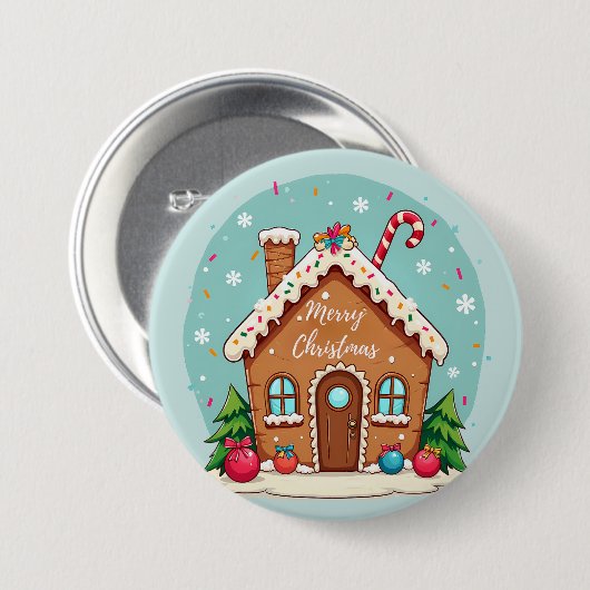 Whimsical Gingerbread House Kerstscene Ronde Button 7,6 Cm (Voorkant /achterkant)
