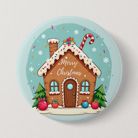 Whimsical Gingerbread House Kerstscene Ronde Button 7,6 Cm (Voorkant)