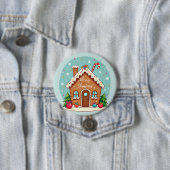 Whimsical Gingerbread House Kerstscene Ronde Button 7,6 Cm (In situ)
