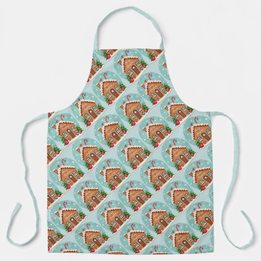 Whimsical Gingerbread House Kerstscene Schort (Voorkant)