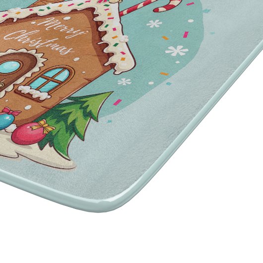 Whimsical Gingerbread House Kerstscene Snijplank (Hoek)