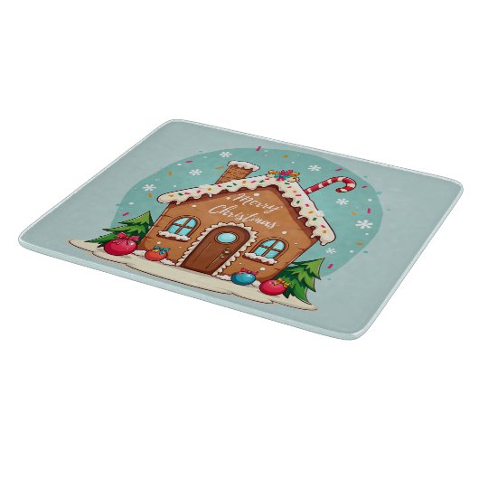 Whimsical Gingerbread House Kerstscene Snijplank (Hoek)