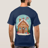Whimsical Gingerbread House Kerstscene T-shirt (Achterkant)