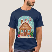 Whimsical Gingerbread House Kerstscene T-shirt (Voorkant)