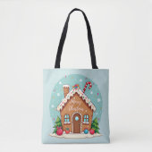 Whimsical Gingerbread House Kerstscene Tote Bag (Voorkant)