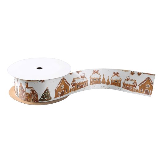 Whimsical Gingerbread Houses Christmas Village Satijnen Lint (Spoel)