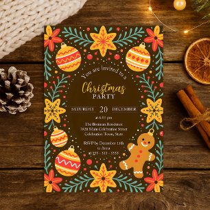 Whimsical Gingerbread Man en Ornamenten kerst Kaart