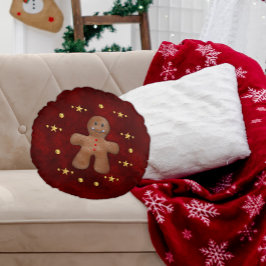 Whimsical Gingerbread Man Kerstmis Rond Kussen
