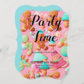 Whimsical Gingerbread Man Kerstuitnodiging Kaart (Voorkant / Achterkant)