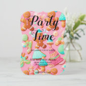 Whimsical Gingerbread Man Kerstuitnodiging Kaart (Staand voorkant)