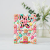 Whimsical Gingerbread Man Kerstuitnodiging Kaart (Staand voorkant)