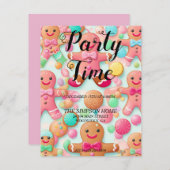 Whimsical Gingerbread Man Kerstuitnodiging Kaart (Voorkant / Achterkant)