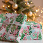 Whimsical Gingerbread Pastel Roze Kerstmis Cadeaupapier
