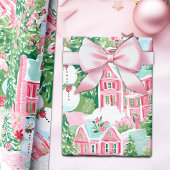 Whimsical Gingerbread Pastel Roze Kerstmis Cadeaupapier
