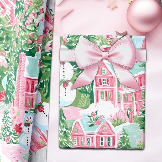 Whimsical Gingerbread Pastel Roze Kerstmis Cadeaupapier