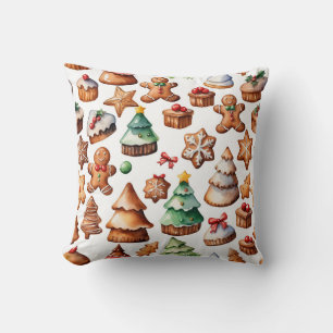Whimsical Gingerbread Pattern Christmas Geen foto Kussen