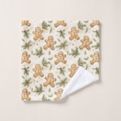 Whimsical Gingerbread & Pine Holiday Pattern Bad Handdoek (Wasdoekje)