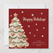 Whimsical Gingerbread Tree Holiday Greeting Card Kaart (Voorkant)