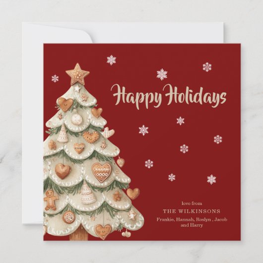 Whimsical Gingerbread Tree Holiday Greeting Card Kaart (Voorkant)