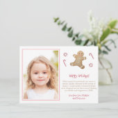 Whimsical Gingerbrood Man Little Girl Classroom Feestdagenkaart (Staand voorkant)