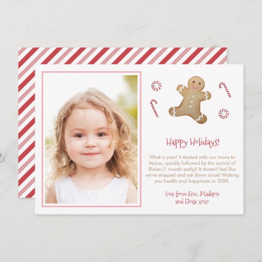 Whimsical Gingerbrood Man Little Girl Classroom Feestdagenkaart (Voorkant / Achterkant)