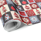 Whimsical Gingham kerstpatchwork Quilt Cadeaupapier (Rol Hoek)