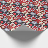 Whimsical Gingham kerstpatchwork Quilt Cadeaupapier (Hoek)