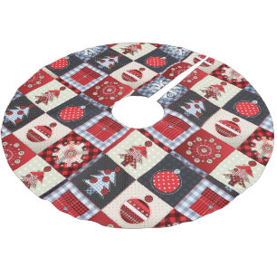 Whimsical Gingham kerstpatchwork Quilt Kerstboom Rok