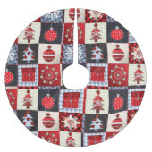 Whimsical Gingham kerstpatchwork Quilt Kerstboom Rok (Voorkant)