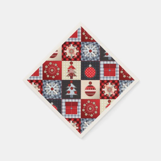 Whimsical Gingham kerstpatchwork Quilt Servetten (Hoek)