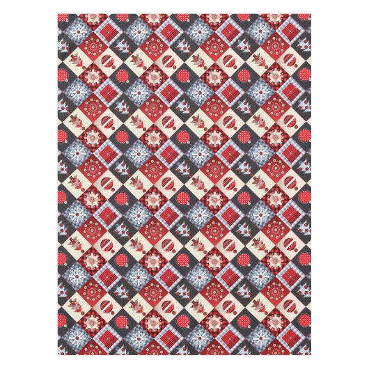 Whimsical Gingham kerstpatchwork Quilt Tafelkleed (Voorkant)