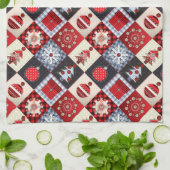 Whimsical Gingham kerstpatchwork Quilt Theedoek (Gevouwen)