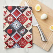 Whimsical Gingham kerstpatchwork Quilt Theedoek (Quarter Fold)