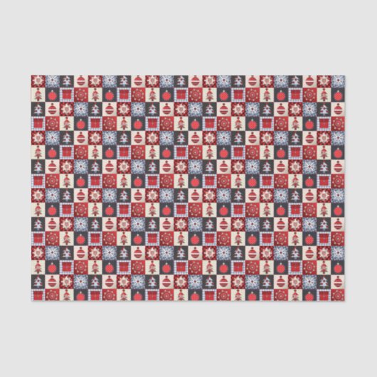 Whimsical Gingham kerstpatchwork Quilt Tissuepapier (Voorkant)