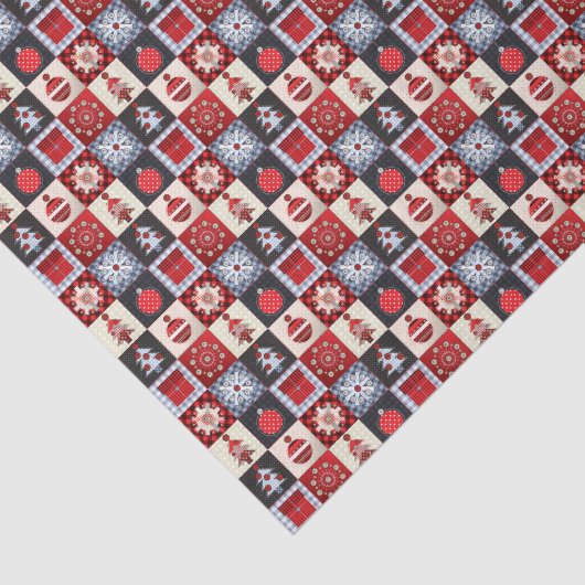 Whimsical Gingham kerstpatchwork Quilt Tissuepapier (Detail)