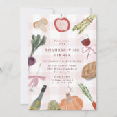 Whimsical Gingham Thanksgiving Dinner Feest Kaart (Voorkant)