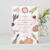 Whimsical Gingham Thanksgiving Dinner Feest Kaart (Staand voorkant)