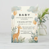 Whimsical Giraffe Baby Shower Kaart (Staand voorkant)