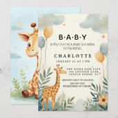 Whimsical Giraffe Baby Shower Kaart (Voorkant / Achterkant)
