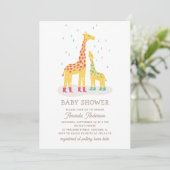 Whimsical Giraffe Baby shower | Kleurrijke regendr Kaart (Staand voorkant)