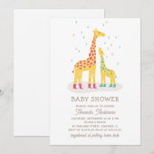 Whimsical Giraffe Baby shower | Kleurrijke regendr Kaart (Voorkant / Achterkant)