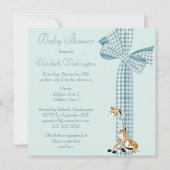 Whimsical Giraffe Blue Baby Shower Kaart (Achterkant)