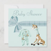 Whimsical Giraffe Blue Baby Shower Kaart (Voorkant)
