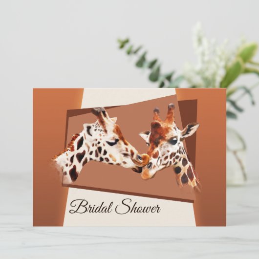 Whimsical Giraffe Bridal Shower Invitation Kaart (Staand voorkant)